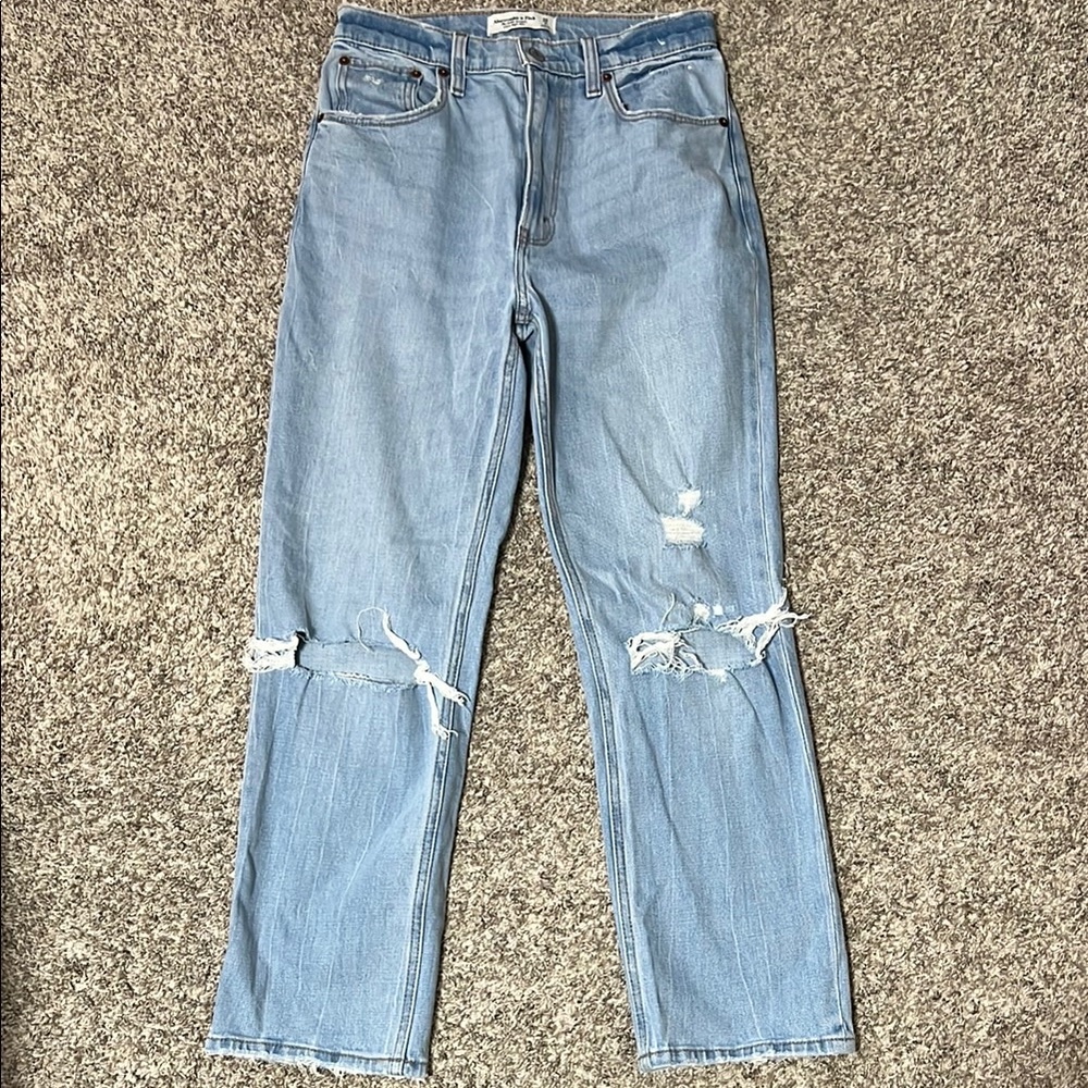 A&F Ankle straight ultra high rise jean
